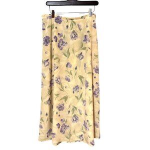 Vtg Jody Smith Classics Floral Yellow Maxi Skirt 16 coquette spring cottage